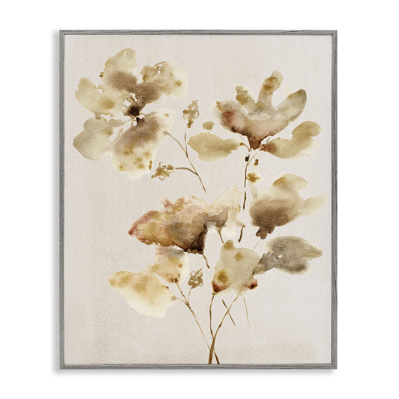 Stupell Industries Neutral Dappled Flower Blossoms Framed Giclee Design by Krinlox